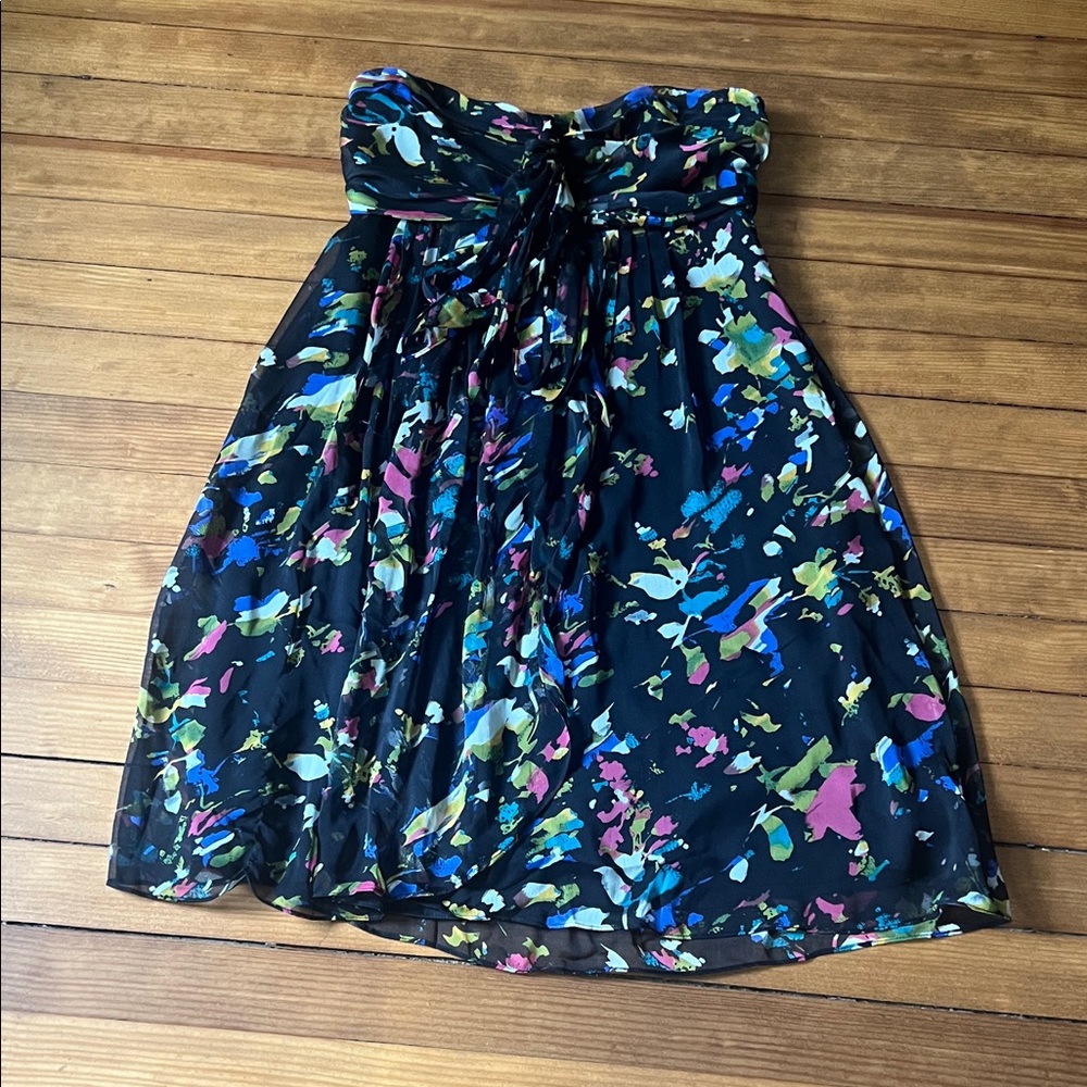 The Limited Strapless Dress - Black with Multicolor Floral